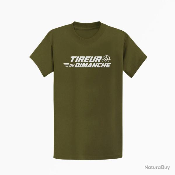 T-shirt Tir Sportif Tireur du dimanche Lettrage dynamique Kaki / Blanc