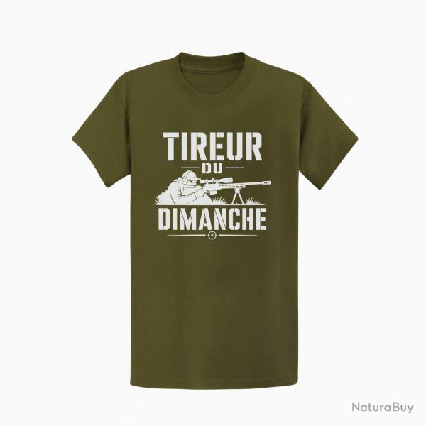 T-shirt Tir Sportif Tireur du dimanche Carabine Kaki / Blanc