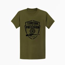 T-shirt Tir Sportif Tireur de pr&eacute;cision patriote Kaki / Noir