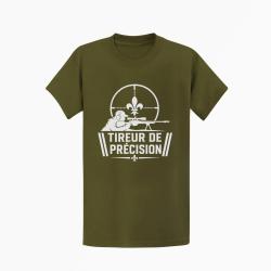 T-shirt Tir Sportif Tireur de pr&eacute;cision Kaki / Blanc