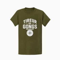 T-shirt Tir Sportif Tireur de gong Kaki / Blanc