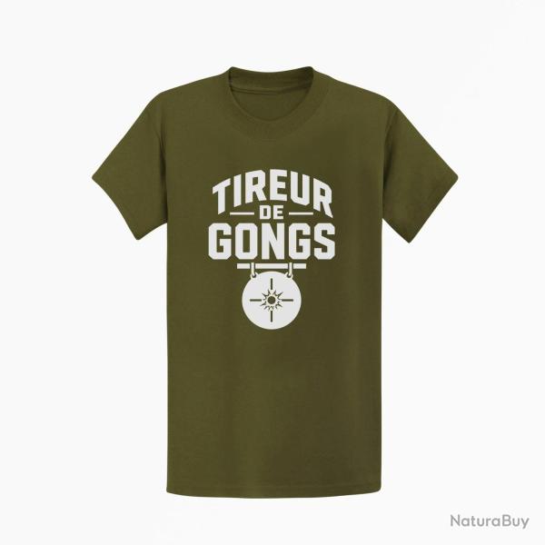 T-shirt Tir Sportif Tireur de gong Kaki / Blanc
