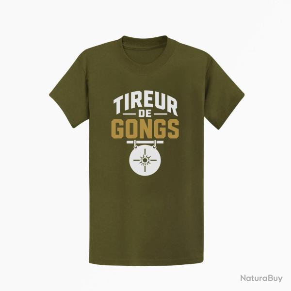 T-shirt Tir Sportif Tireur de gong Kaki / Blanc et orange