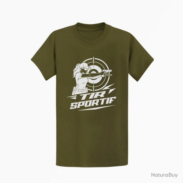 T-shirt Tir Sportif Tir sportif f�minin Kaki / Blanc