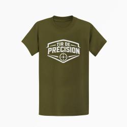 T-shirt Tir Sportif Tir de pr&eacute;cision Blason cible Kaki / Blanc