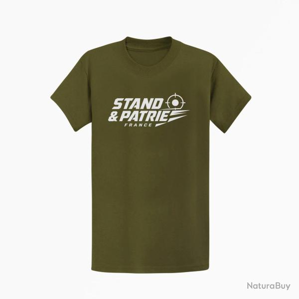 T-shirt Tir Sportif Stand et patrie France Kaki / Blanc