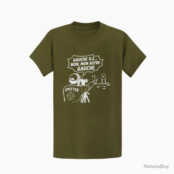T-shirt Tir Sportif Spotter humour Kaki / Blanc