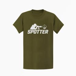 T-shirt Tir Sportif Spotter Tireur &agrave; la lunette Kaki / Blanc