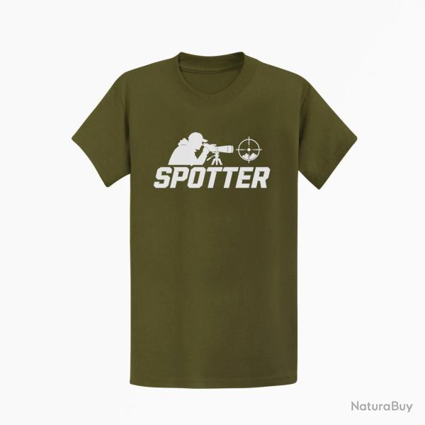 T-shirt Tir Sportif Spotter Tireur � la lunette Kaki / Blanc