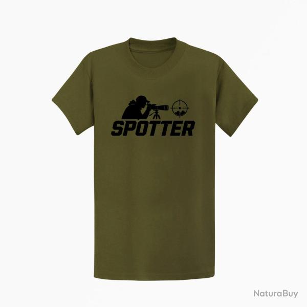 T-shirt Tir Sportif Spotter Tireur � la lunette Kaki / Noir
