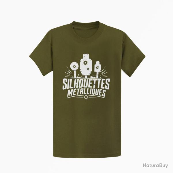 T-shirt Tir Sportif Silhouette m�tallique Kaki / Blanc