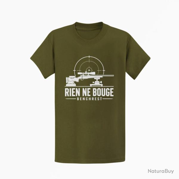 T-shirt Tir Sportif Rien ne bouge Benchrest Kaki / Blanc