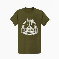 T-shirt Tir Sportif Rechargeur de pr&eacute;cision Kaki / Blanc