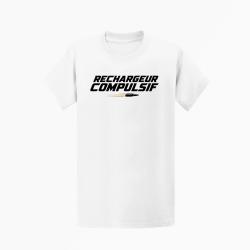 T-shirt Tir Sportif Rechargeur compulsif Typographie balle Blanc / Orange