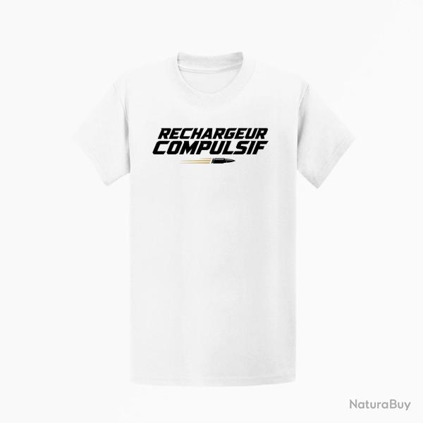 T-shirt Tir Sportif Rechargeur compulsif Typographie balle Blanc / Orange