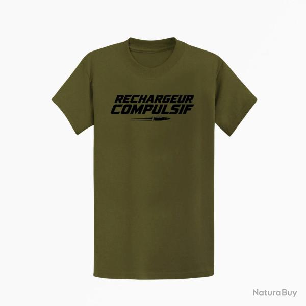 T-shirt Tir Sportif Rechargeur compulsif Typographie balle Kaki / Noir