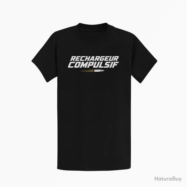 T-shirt Tir Sportif Rechargeur compulsif Typographie balle Noir / Orange