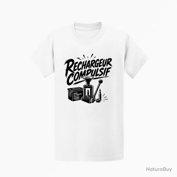 T-shirt Tir Sportif Rechargeur compulsif Presse et �tui Blanc