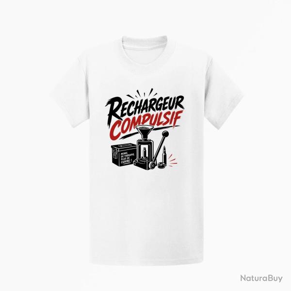 T-shirt Tir Sportif Rechargeur compulsif Presse et �tui Blanc / Orange