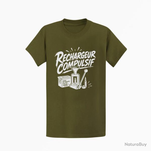 T-shirt Tir Sportif Rechargeur compulsif Presse et �tui Kaki / Blanc