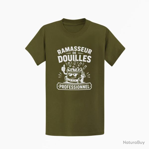T-shirt Tir Sportif Ramasseur de douilles professionnel Kaki / Blanc