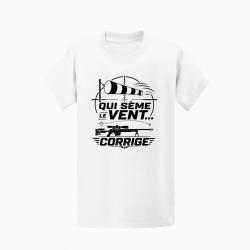 T-shirt Tir Sportif Qui s&egrave;me le vent corrige Blanc