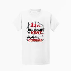 T-shirt Tir Sportif Qui s&egrave;me le vent corrige Blanc / Orange