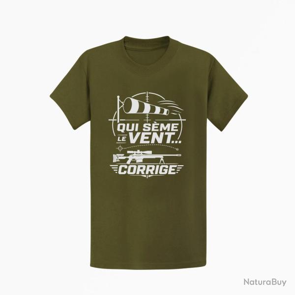 T-shirt Tir Sportif Qui s�me le vent corrige Kaki / Blanc