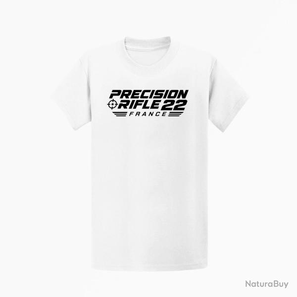 T-shirt Tir Sportif Precision Rifle 22 France Cible tricolore Blanc