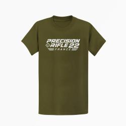 T-shirt Tir Sportif Precision Rifle 22 France Cible tricolore Kaki / Blanc