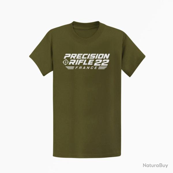 T-shirt Tir Sportif Precision Rifle 22 France Cible tricolore Kaki / Blanc