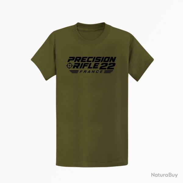T-shirt Tir Sportif Precision Rifle 22 France Cible tricolore Kaki / Noir