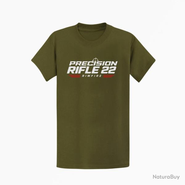 T-shirt Tir Sportif Precision Rifle 22 Rimfire Kaki / Blanc et orange