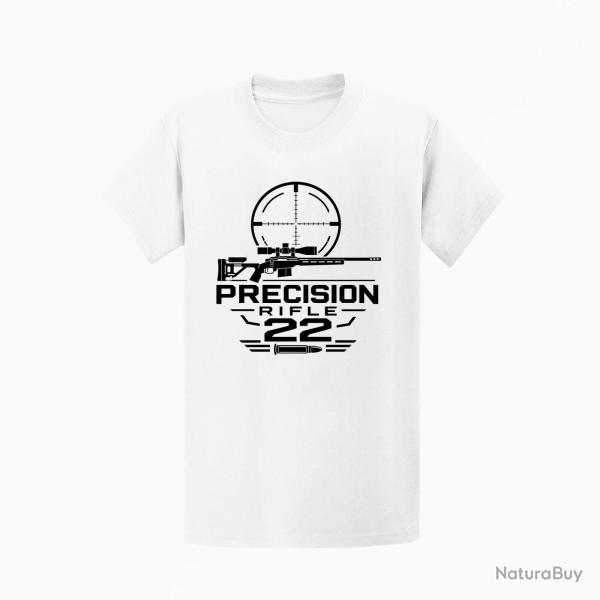 T-shirt Tir Sportif Precision Rifle 22 Cartouche Blanc