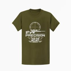 T-shirt Tir Sportif Precision Rifle 22 Cartouche Kaki / Blanc