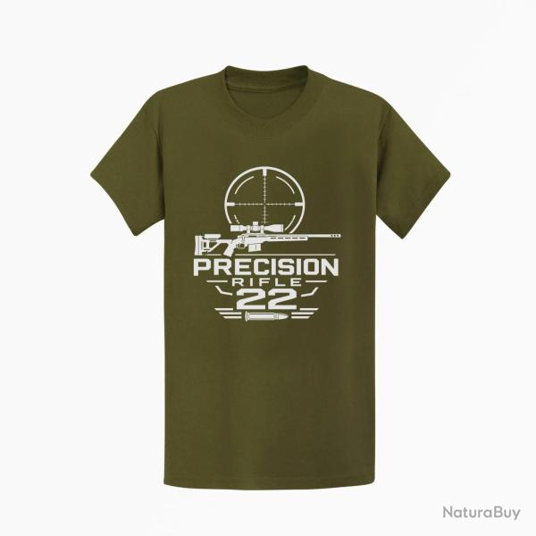 T-shirt Tir Sportif Precision Rifle 22 Cartouche Kaki / Blanc