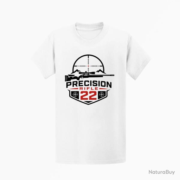 T-shirt Tir Sportif Precision Rifle 22 Blason montagne Blanc / Orange