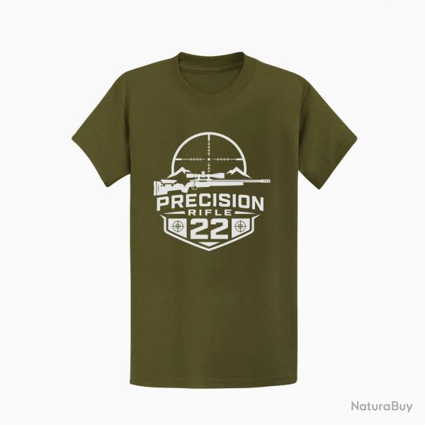 T-shirt Tir Sportif Precision Rifle 22 Blason montagne Kaki / Blanc