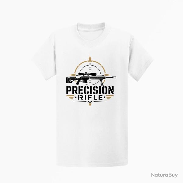 T-shirt Tir Sportif Precision Rifle Typographie Blanc / Orange
