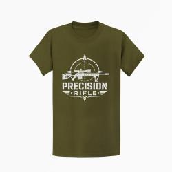 T-shirt Tir Sportif Precision Rifle Typographie Kaki / Blanc