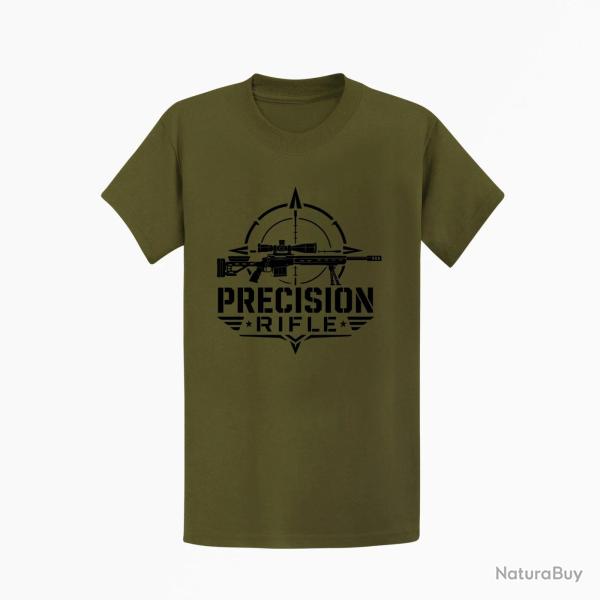 T-shirt Tir Sportif Precision Rifle Typographie Kaki / Noir