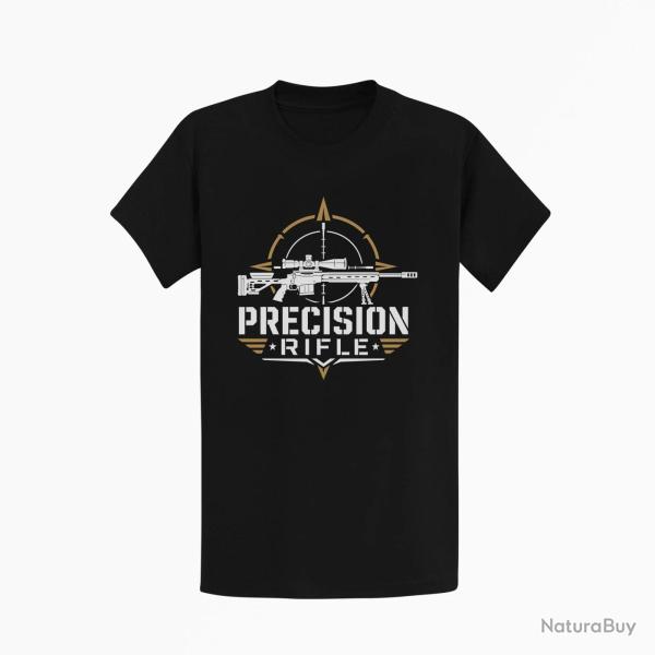 T-shirt Tir Sportif Precision Rifle Typographie Noir / Orange