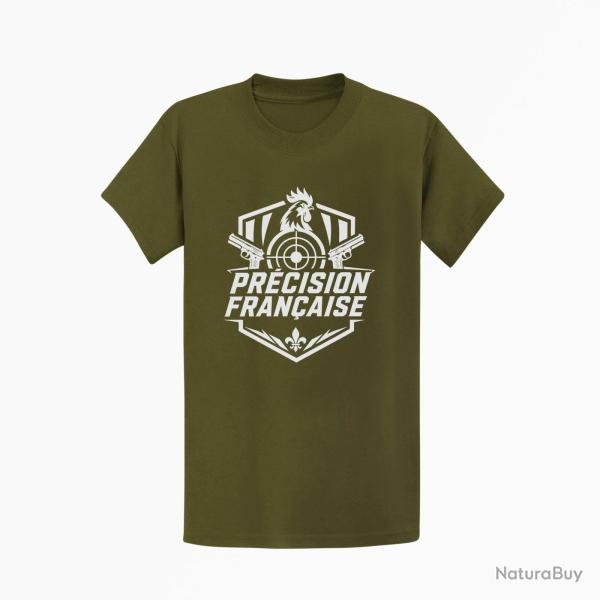 T-shirt Tir Sportif Pr�cision fran�aise Kaki / Blanc