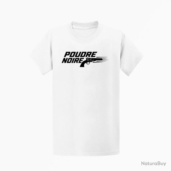 T-shirt Tir Sportif Poudre noire Typographie Blanc