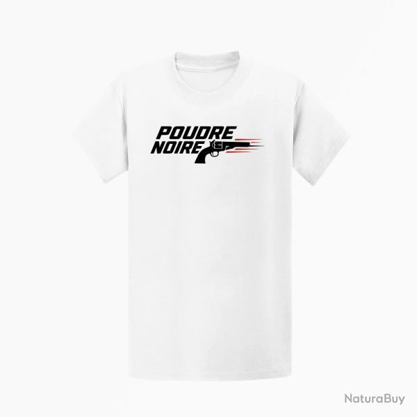 T-shirt Tir Sportif Poudre noire Typographie Blanc / Orange