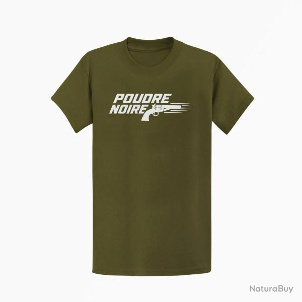 T-shirt Tir Sportif Poudre noire Typographie Kaki / Blanc