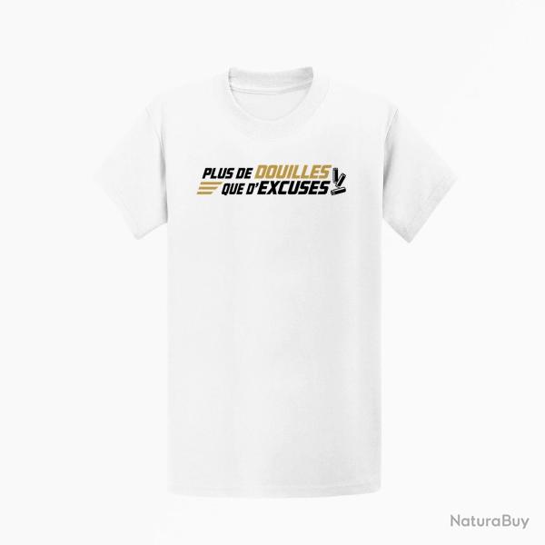T-shirt Tir Sportif Plus de douilles que d'excuses Blanc / Orange