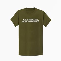 T-shirt Tir Sportif Plus de douilles que d'excuses Kaki / Blanc