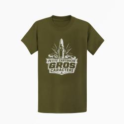 T-shirt Tir Sportif Petite cartouche, gros caract&egrave;re Kaki / Blanc