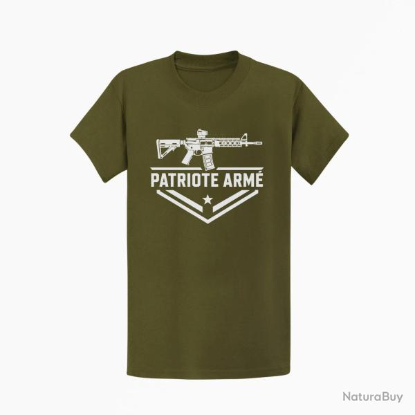 T-shirt Tir Sportif Patriote Arme Kaki / Blanc